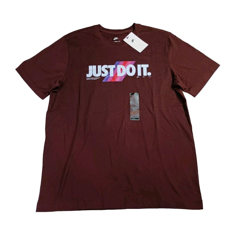 Nike Rainbow Just Do It JDI T-Shirt Men's L Large Brown FQ8002-227